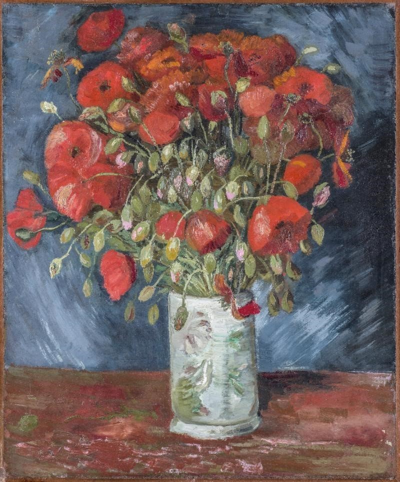 Dream-art Oil painting Vincent Van Gogh still life nice flowers in vase & books 